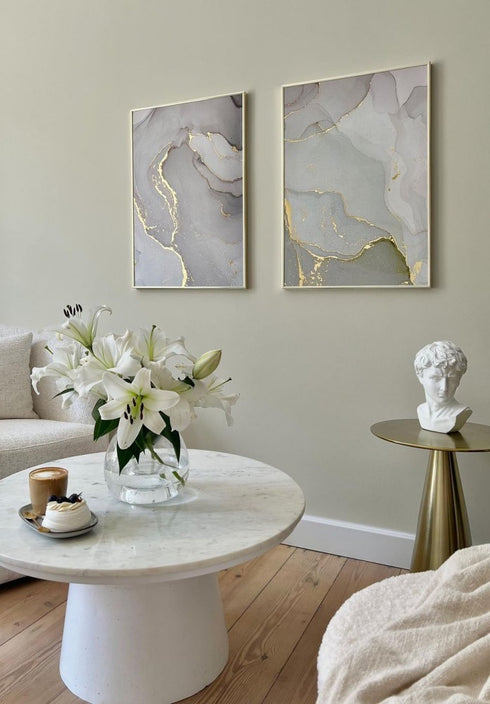 Szaro Pistacjowa Akwarela Lewy Złoty Plakat 50x70cm